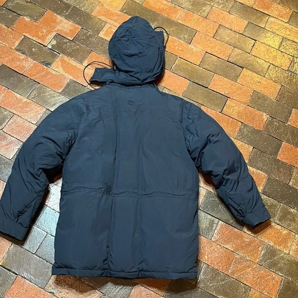Timberland Weathergear hooded dark navy blue size Medium puffer jacket - Picture 7 of 8